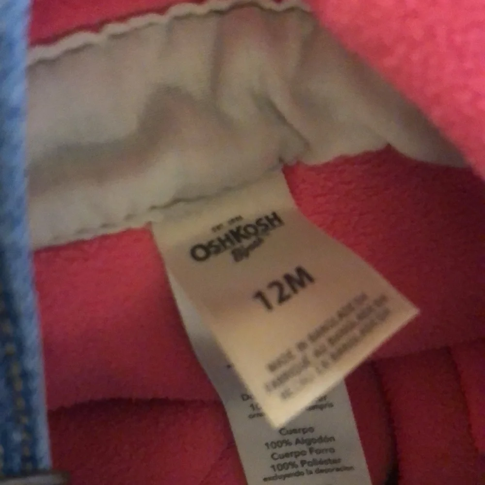 Oshkosh Girls Denim overalls 12 Month Hot Pink Girls denim fleece lined
